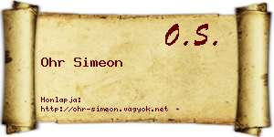 Ohr Simeon névjegykártya